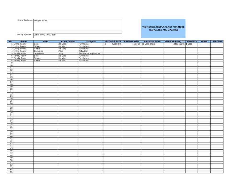 Inventory Checklist Template Excel1