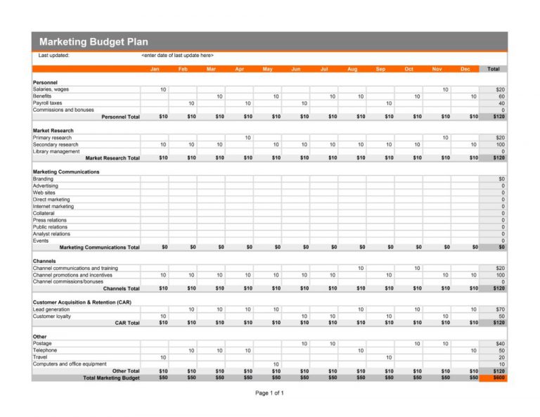 Marketing Spreadsheet Template — Db 5558