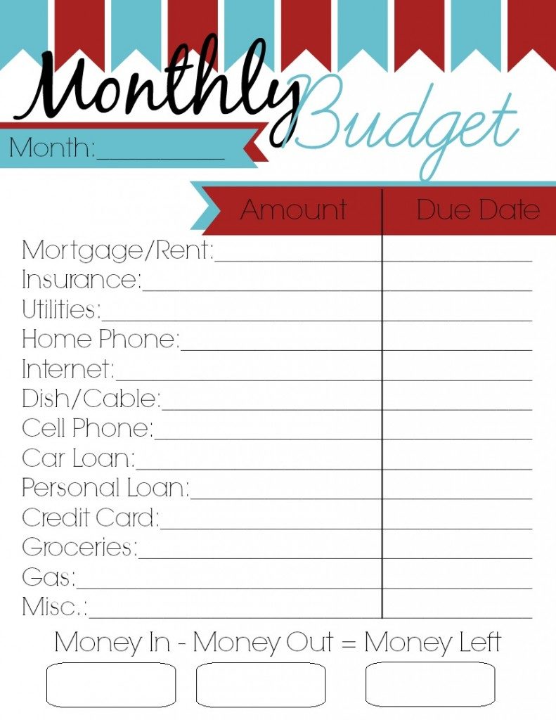 monthly budget calendar spreadsheet template