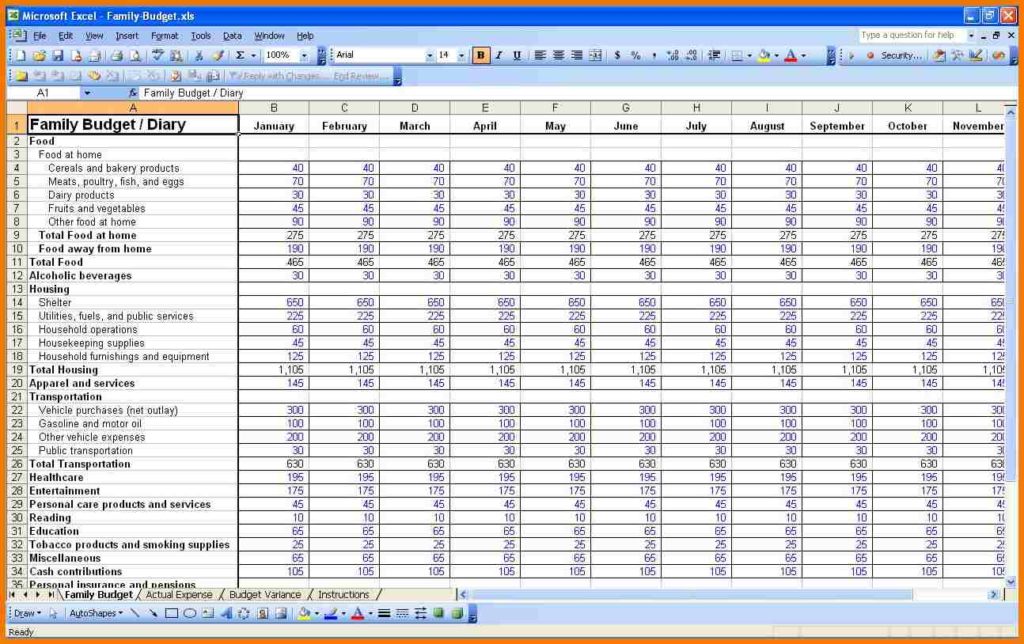 Personal Expenses Spreadsheet Template Excel
