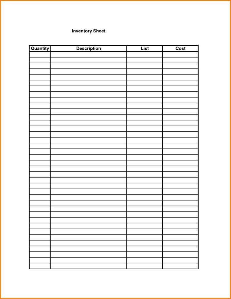 Sample Bar Inventory Spreadsheet