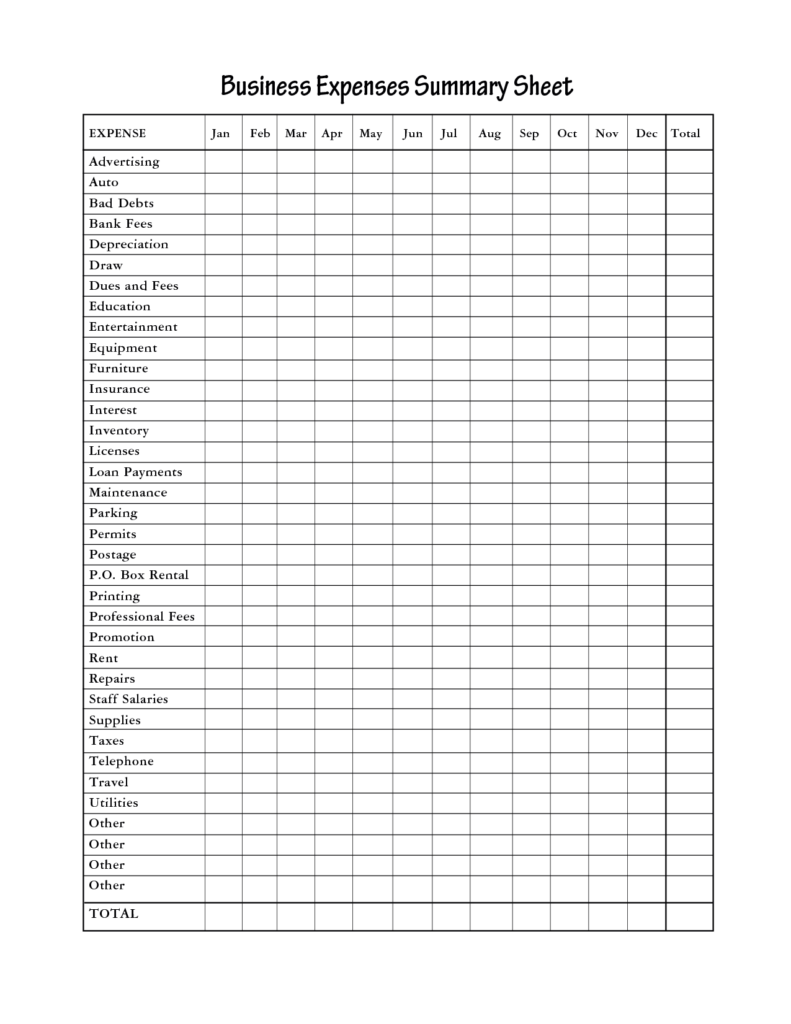 small business spreadsheet for income and expenses free
