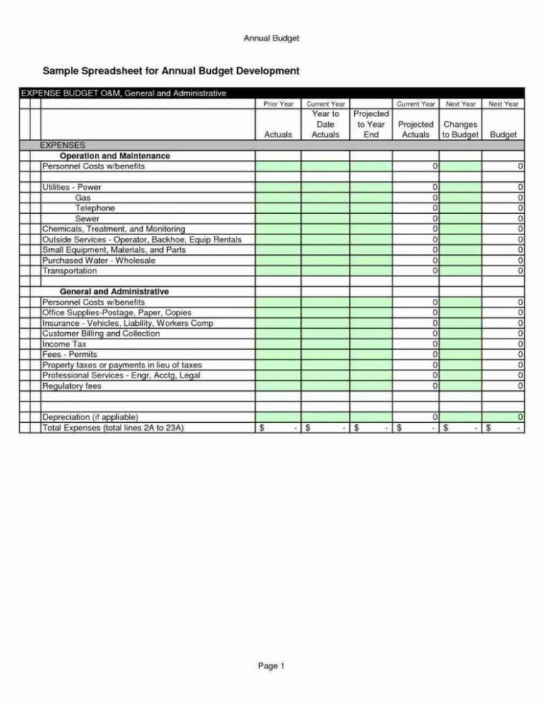 Small Church Budget Template Db excel