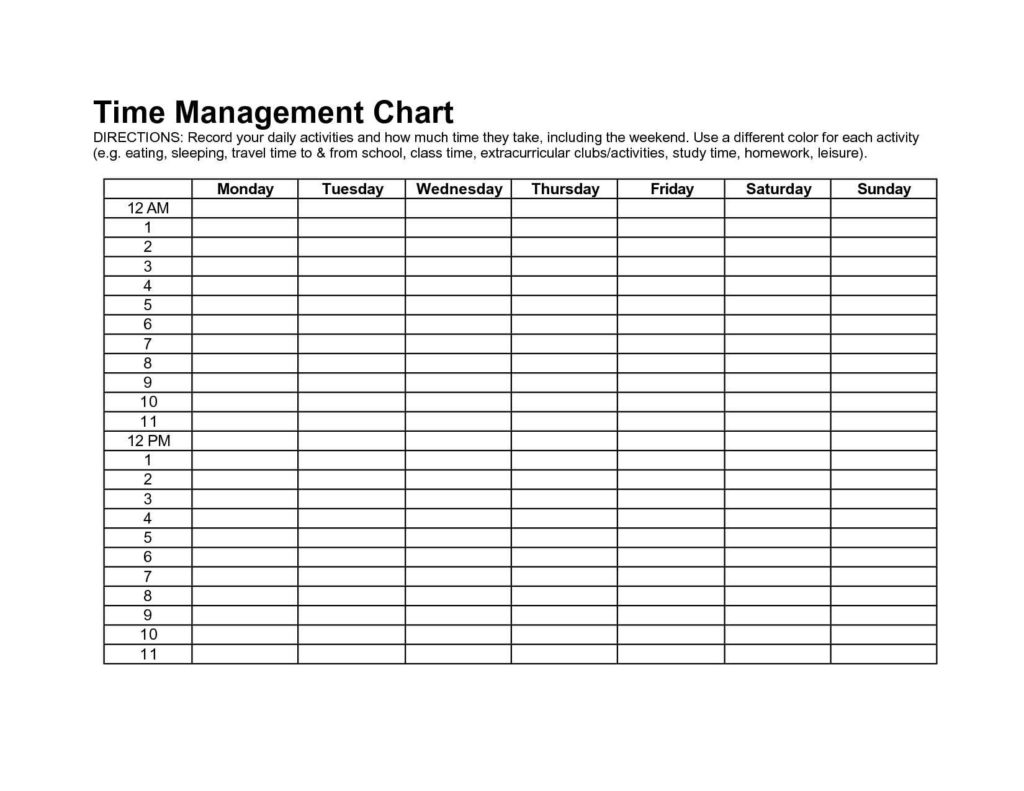 Time Management Template For Students Db excel