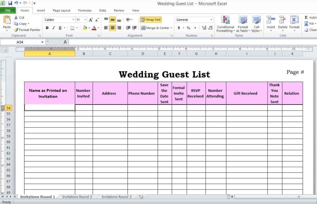 wedding guest list template pdf db excel com