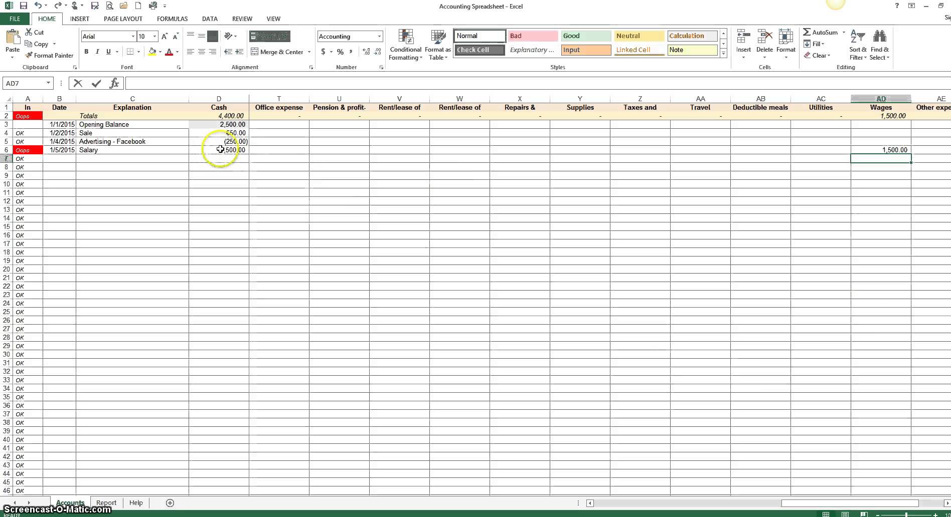 Accounting Spreadsheet Example 1
