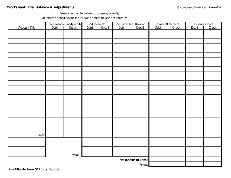 Accounting Worksheet Template Excel