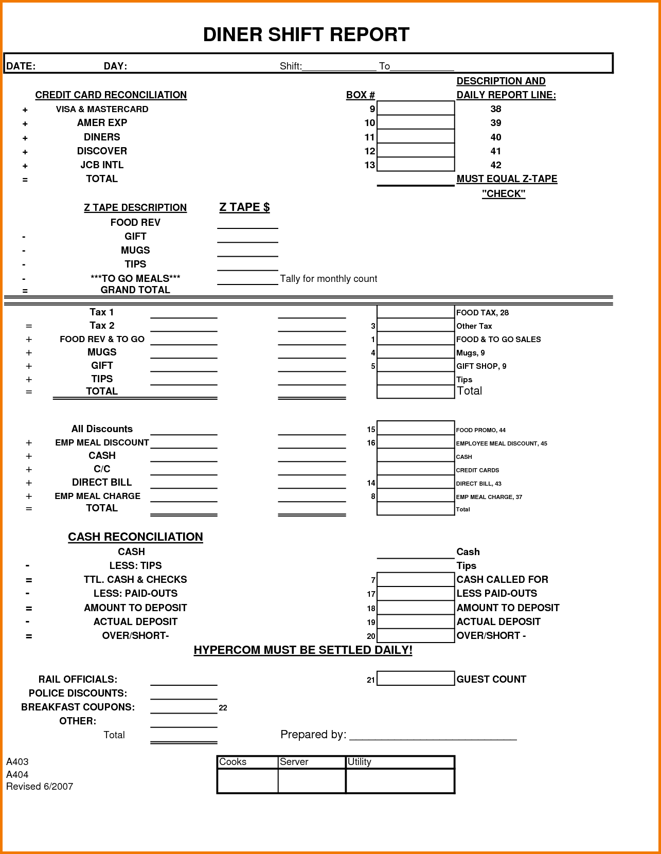 Blank Expense Report Form