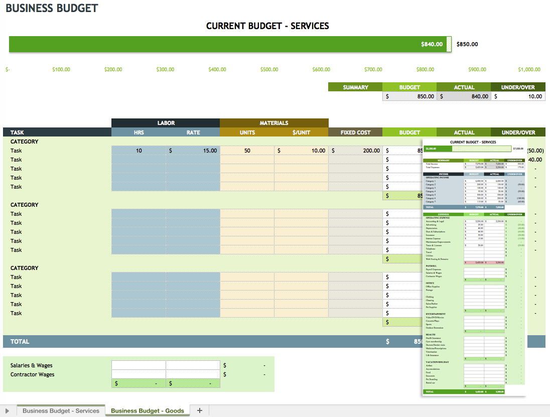 Budget Tracking Sheets