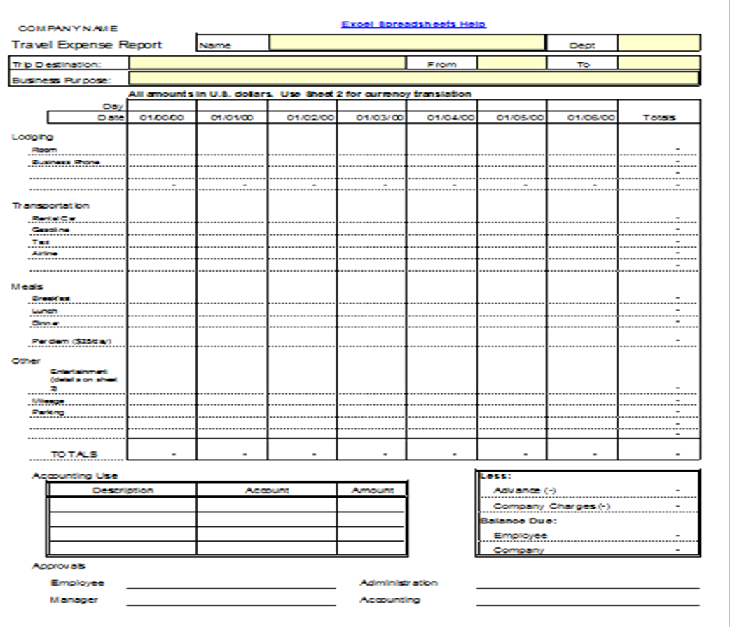 business expense template word