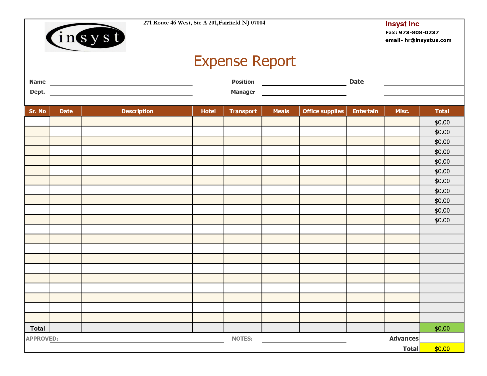 Expense Report Template Google Docs 1