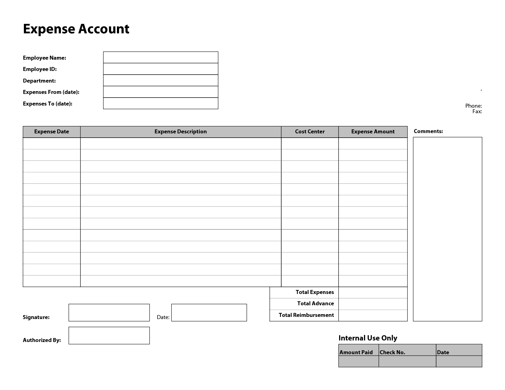 Expense Report Template Word 2