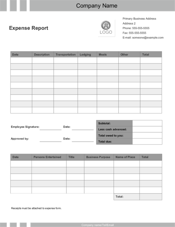 ms word expense report template