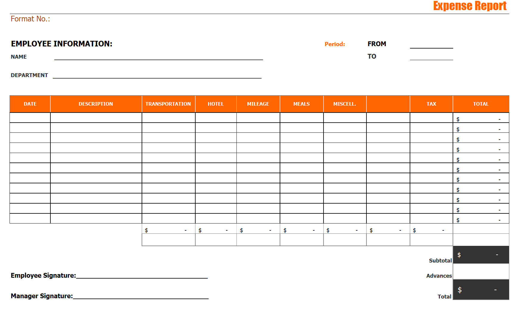 business expense report template