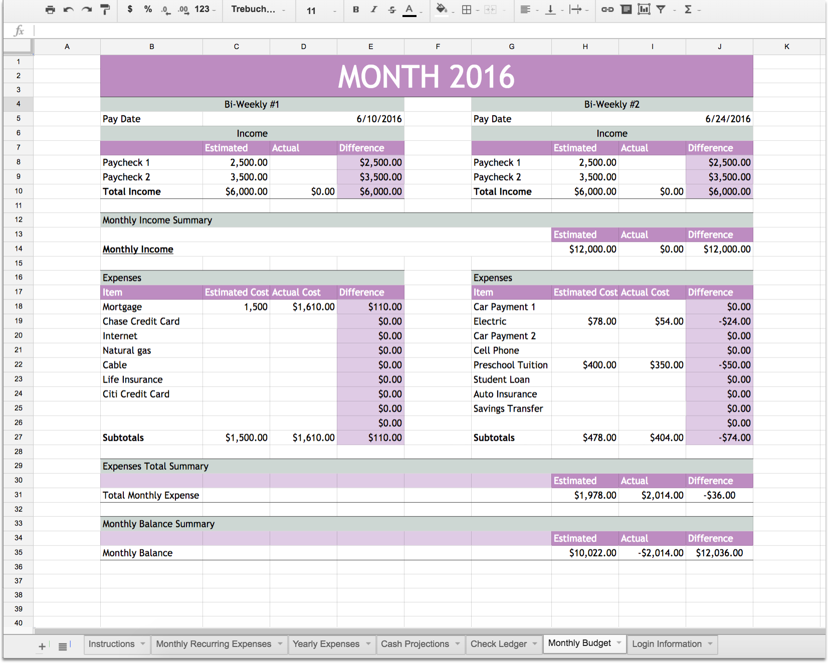 Personal Finance Excel Template Db excel