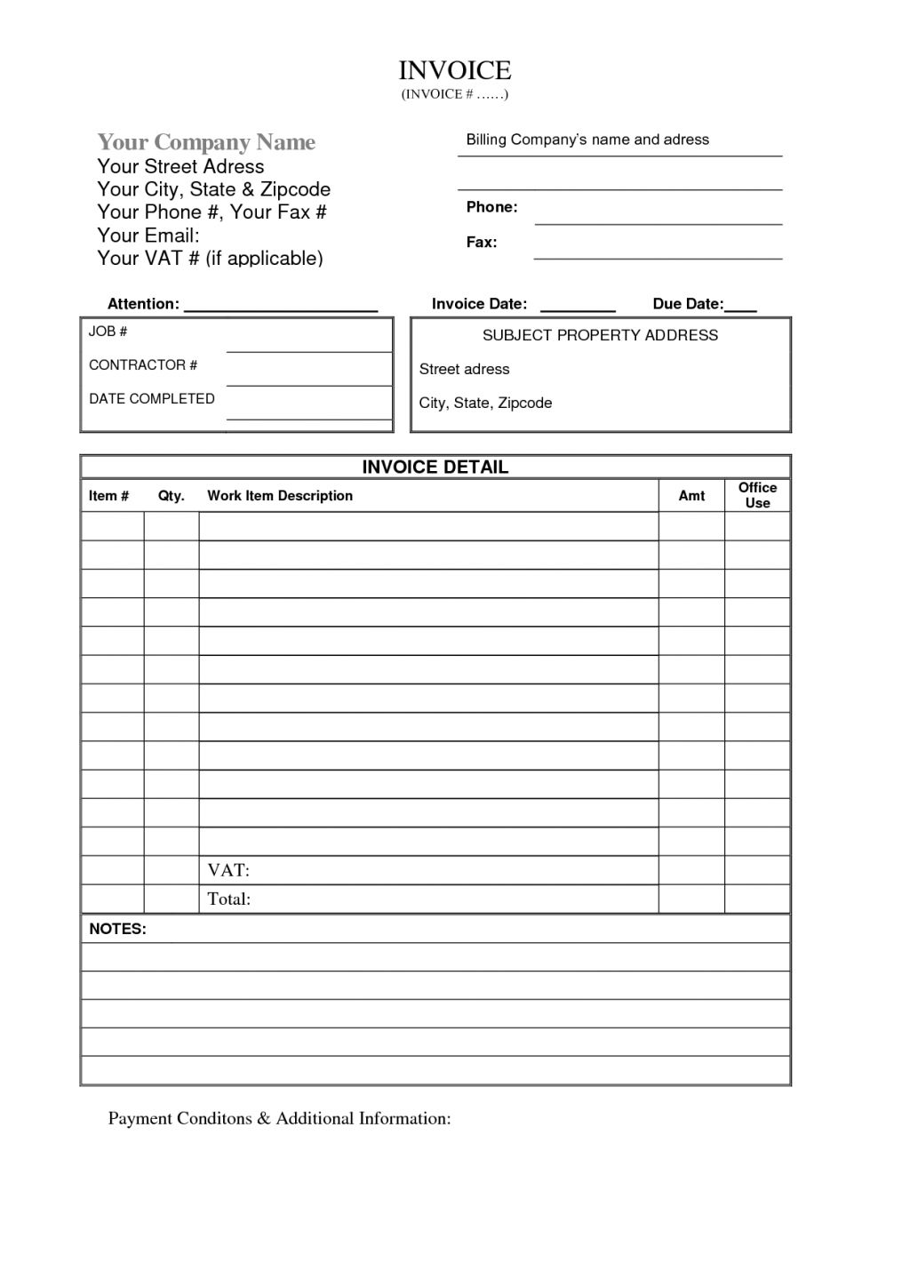 1099 Contractor Invoice Template