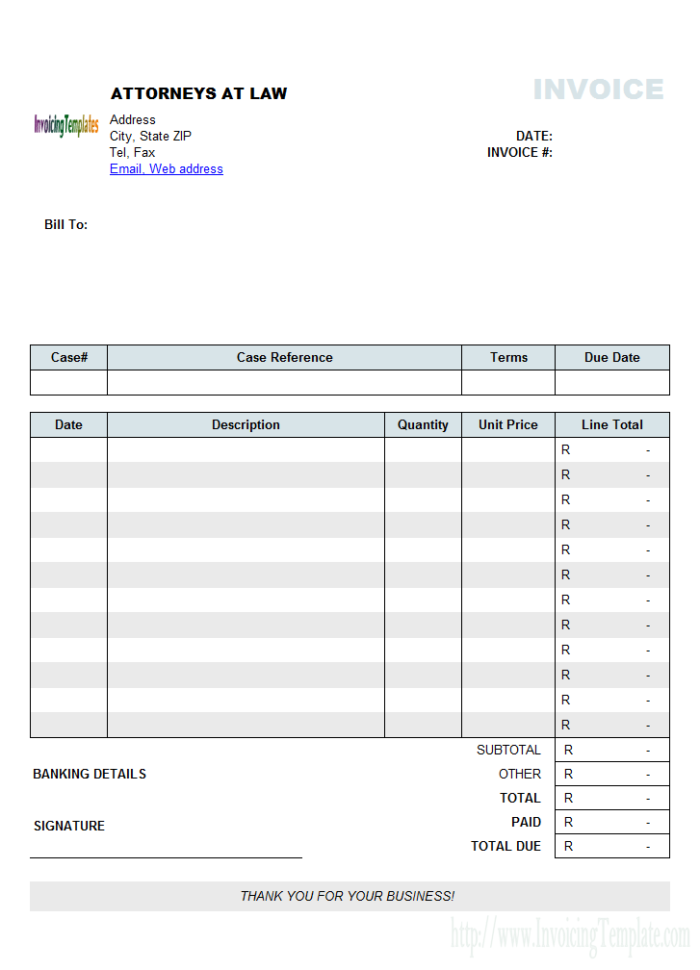 Legal Invoice Template —