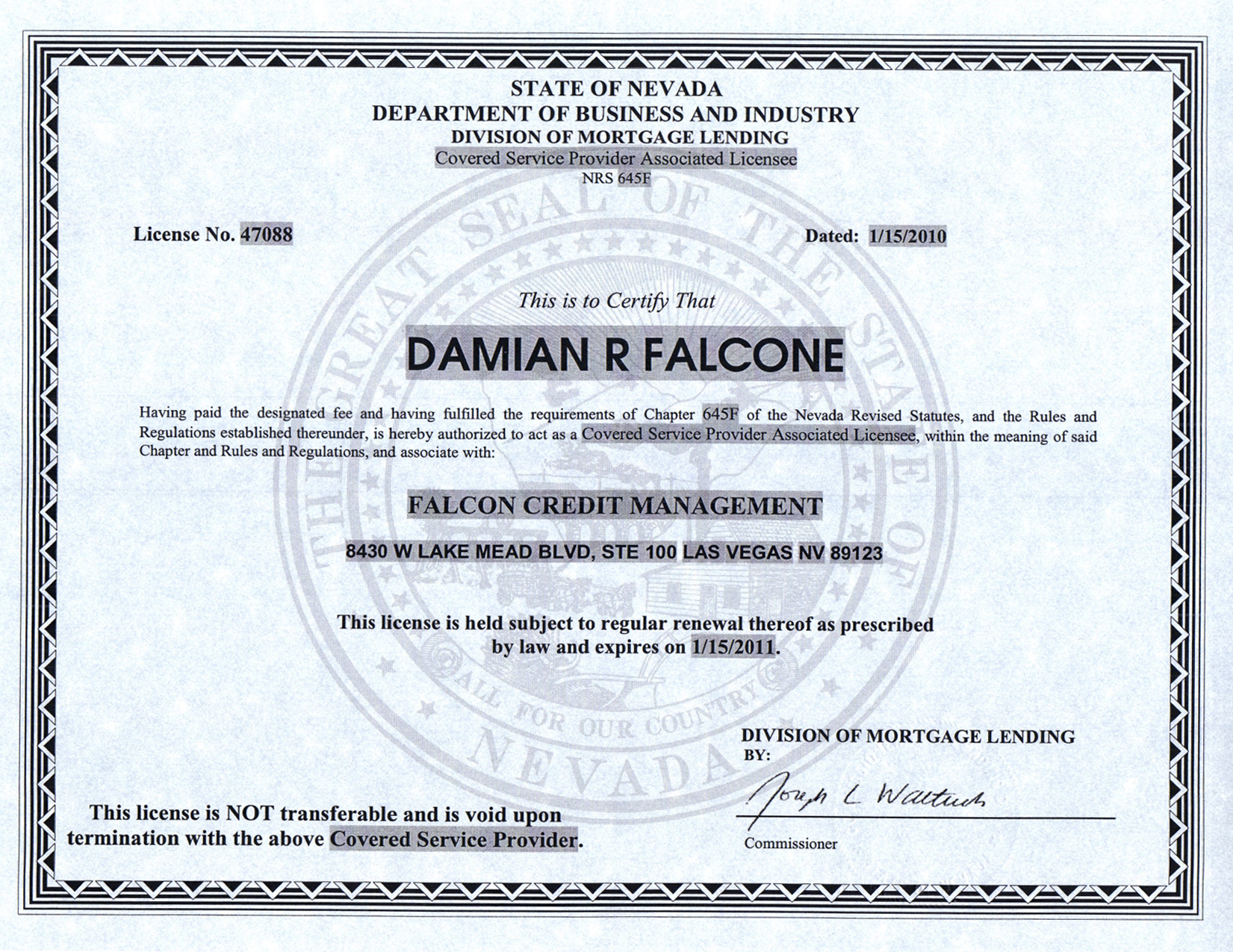 Business License Samples —