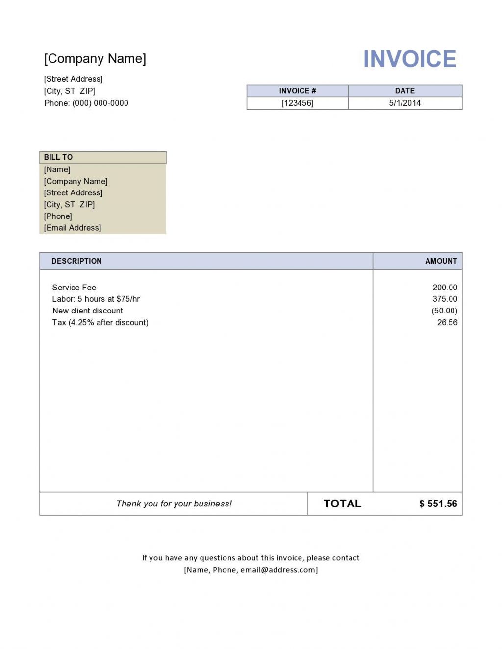 Download Invoice Template Free