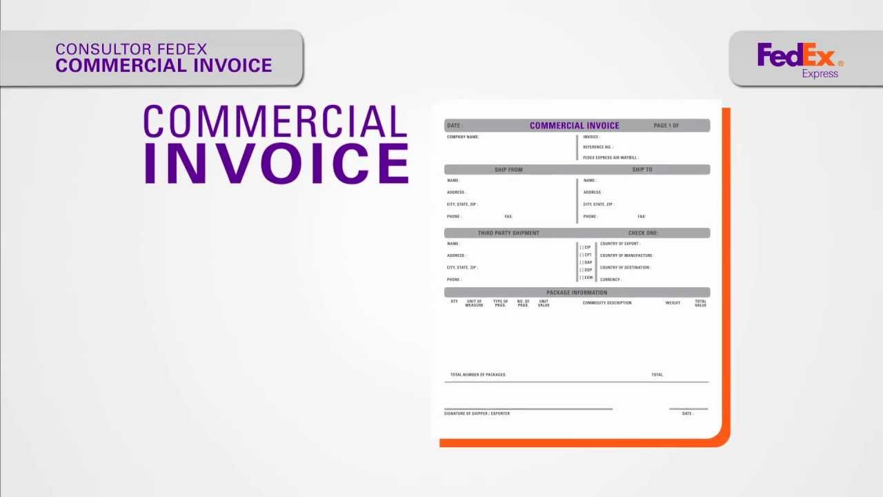 fedex commercial invoice template excel