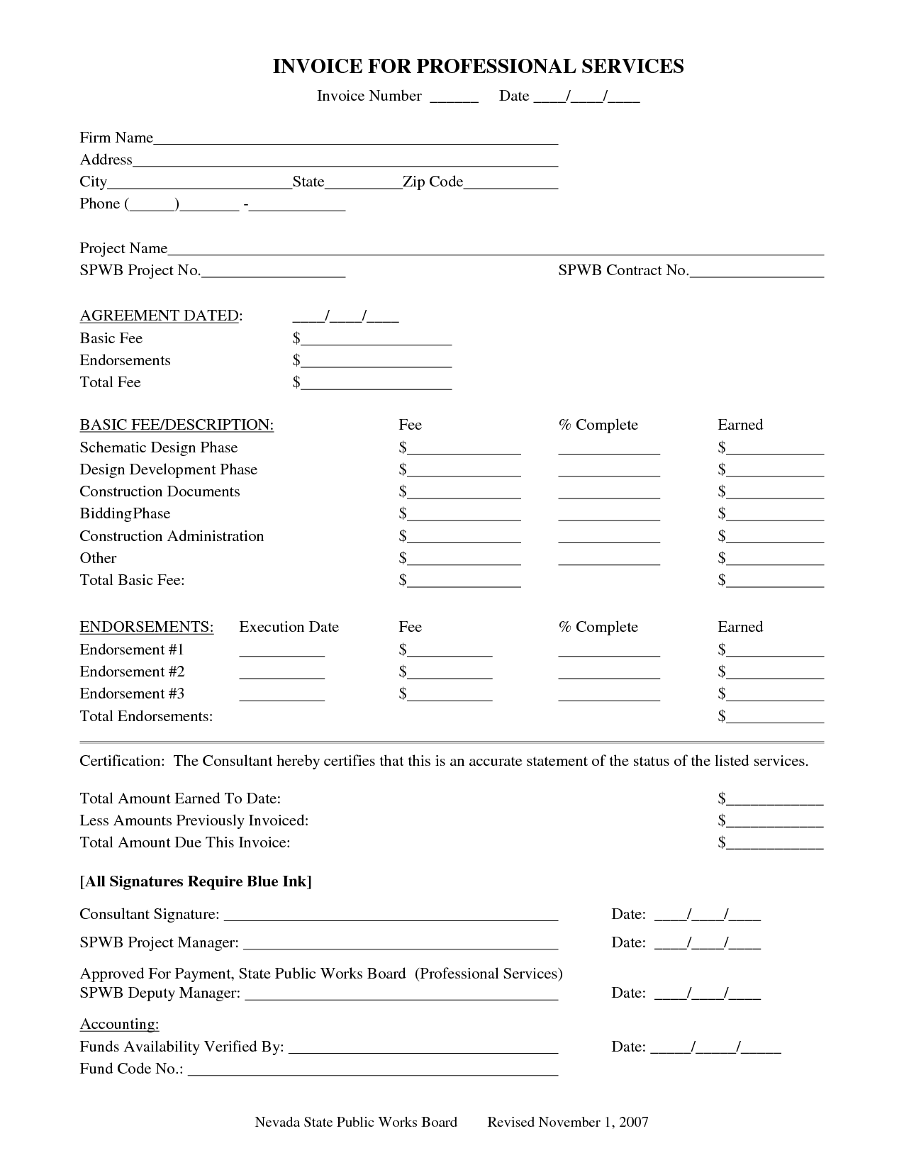 Professional Invoice Template Db excel