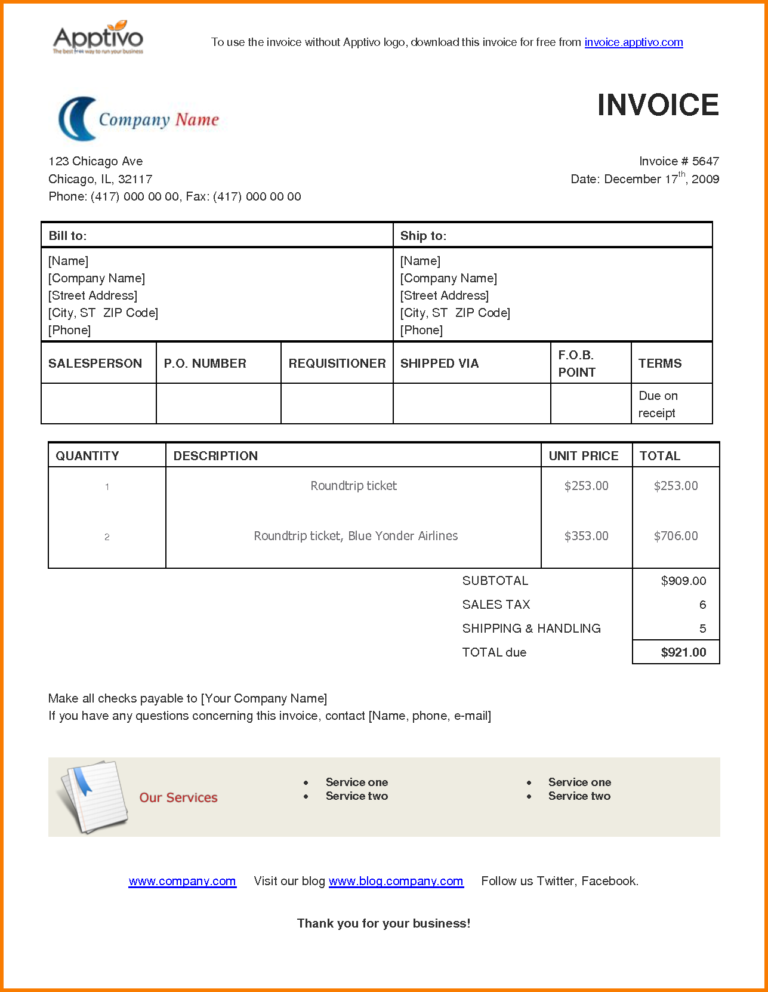 word 2010 invoice template