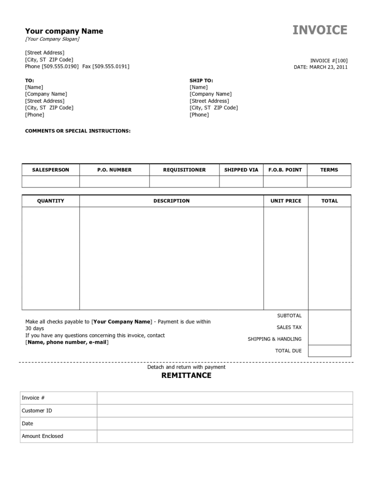 simple invoice template doc