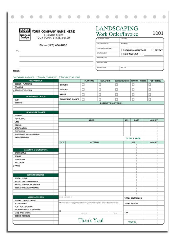 Landscaping Receipt Template