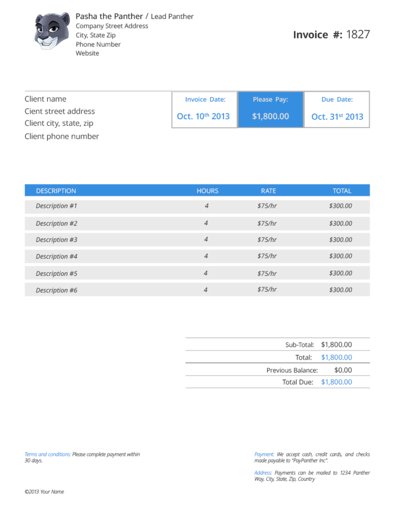 Paypal Invoice Template —