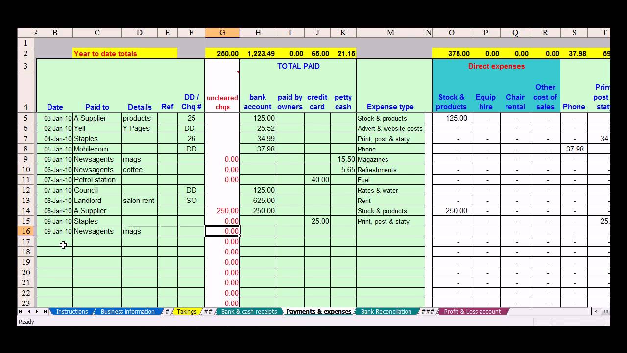 Accounting Expense Spreadsheet