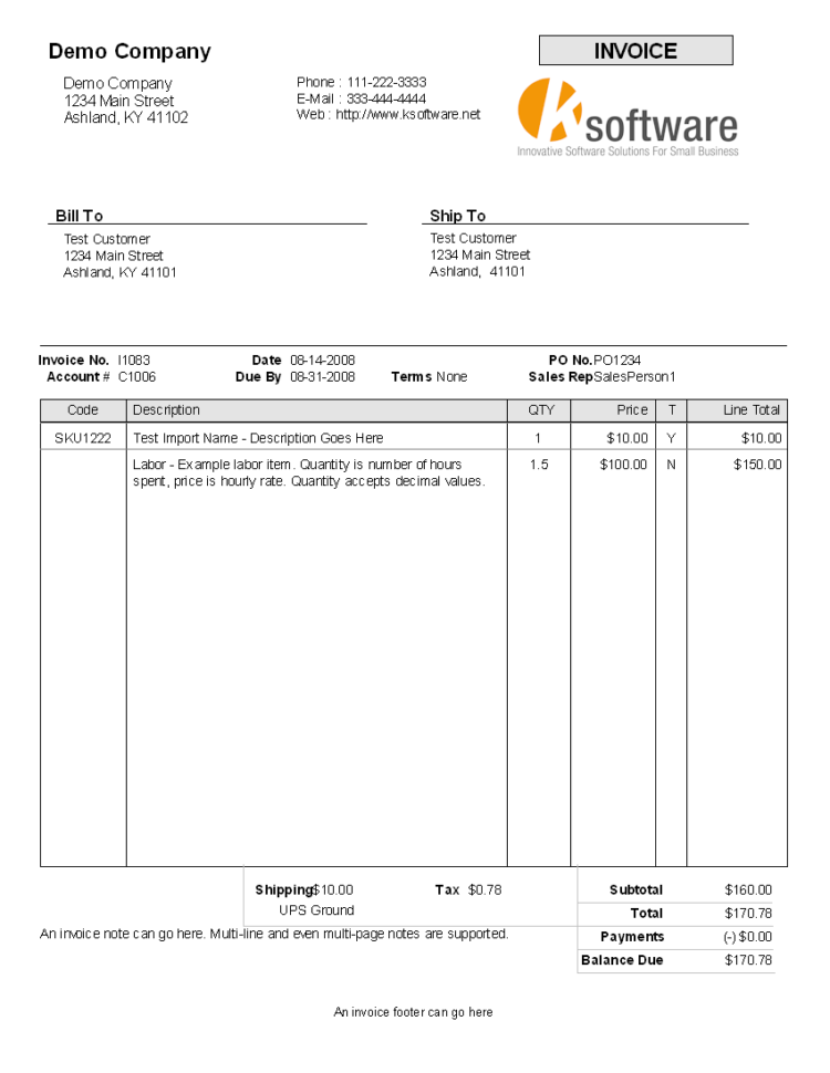 Billing Invoice Sample —