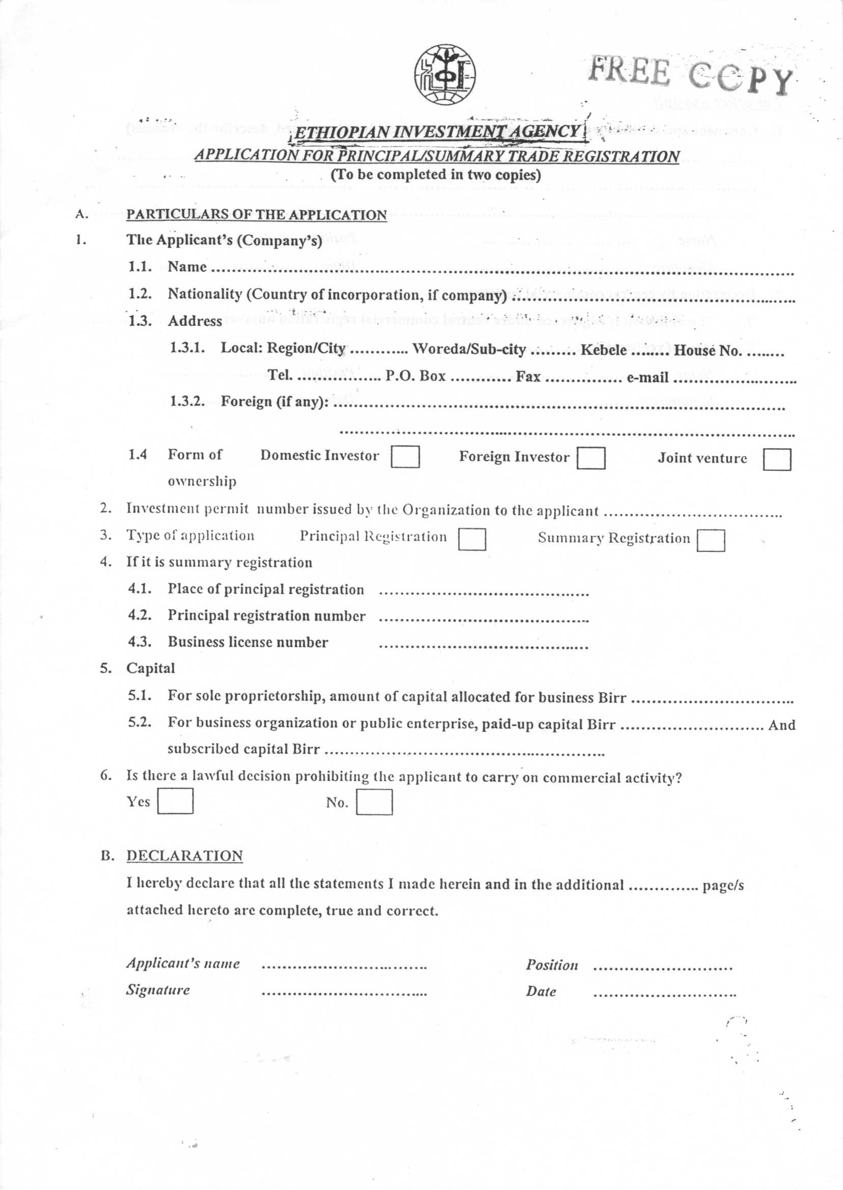 Business Registration Certificate Renewal
