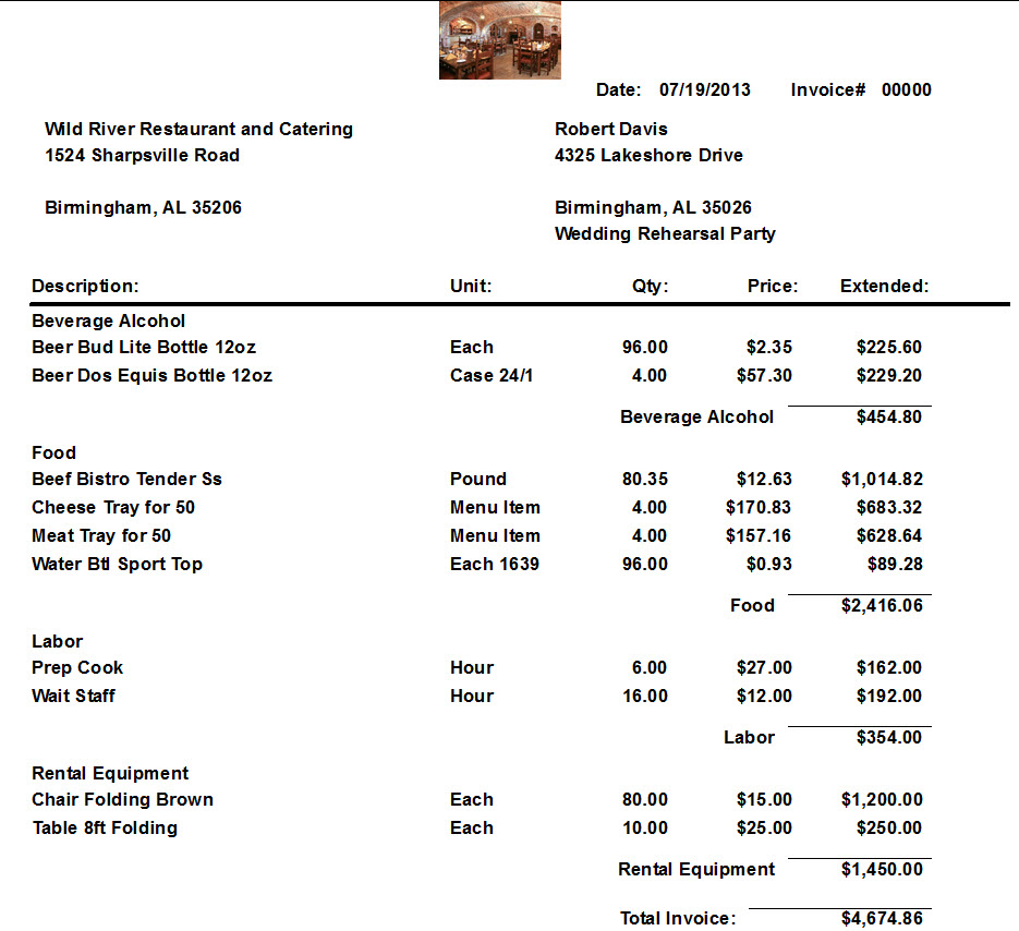 Catering Invoice Template Pdf —