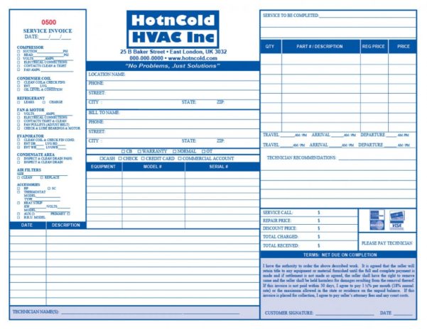 hvac invoice template db excelcom