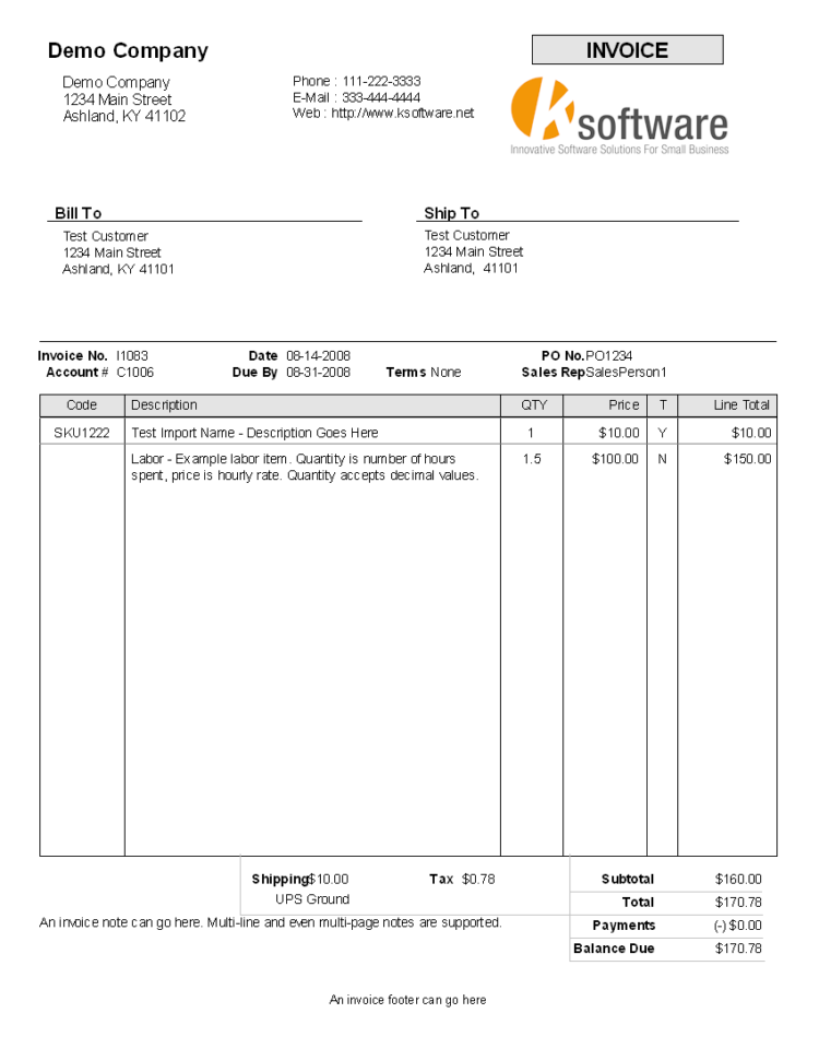 Free Invoice Template 1