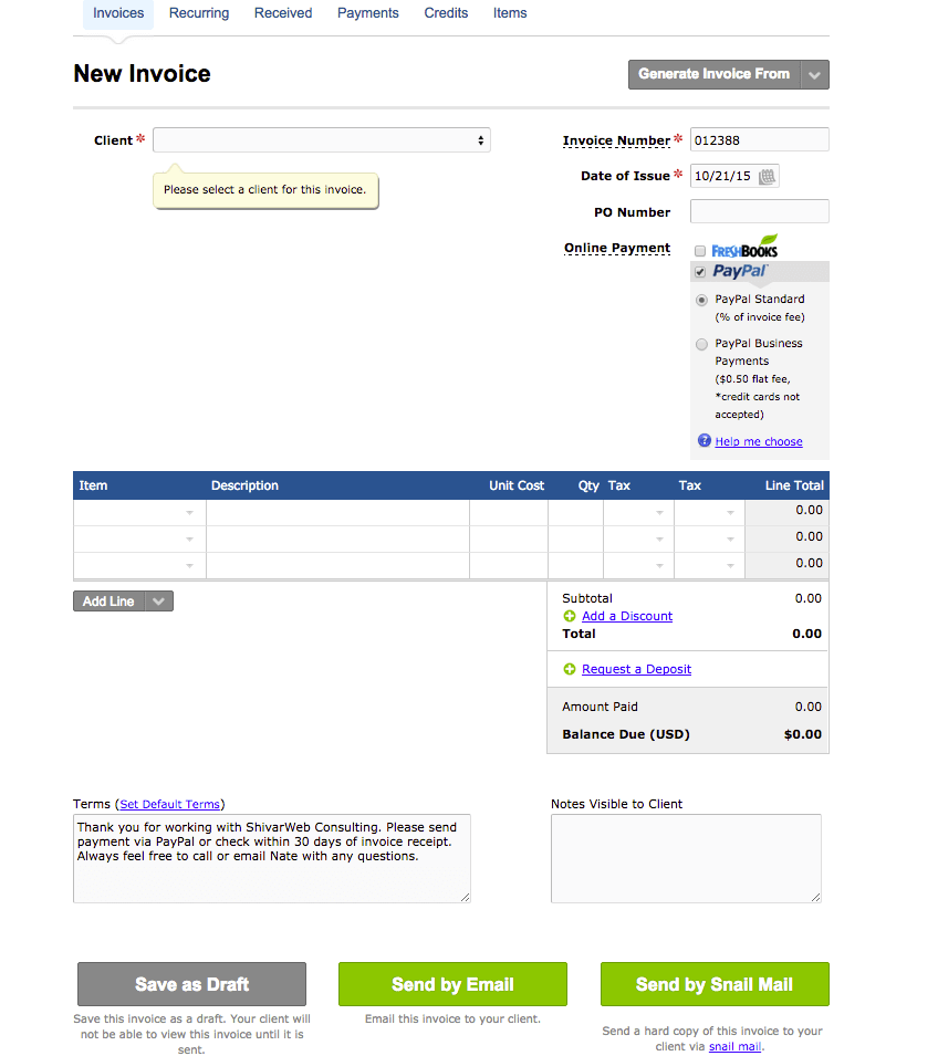 Free Quickbooks Invoice Template