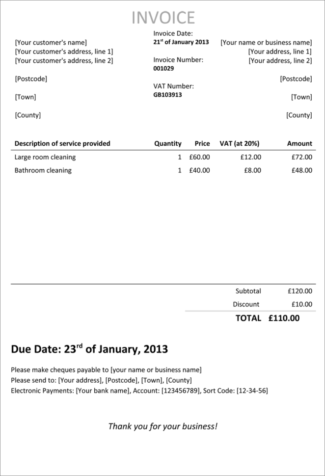 Free Service Invoice Template