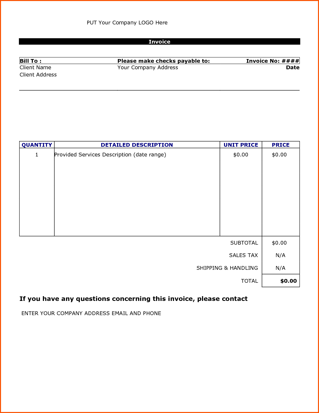 Invoice Template For Microsoft Word 2000