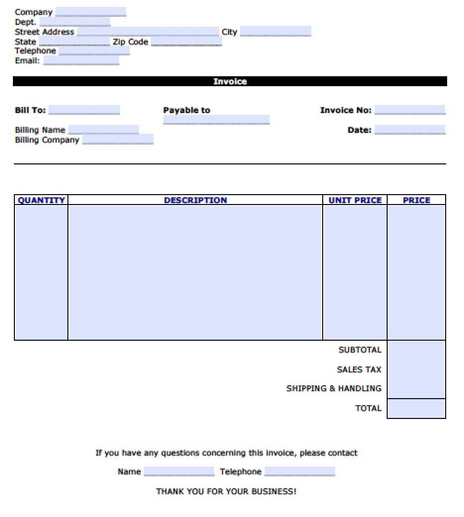 printable invoice template microsoft word