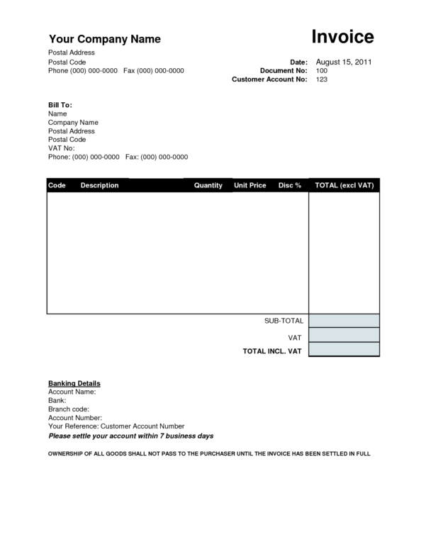 Invoice Template Open Office