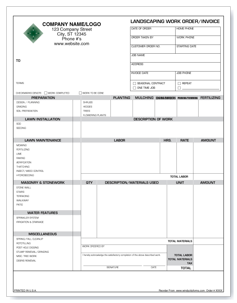 Landscaping Invoice Sample