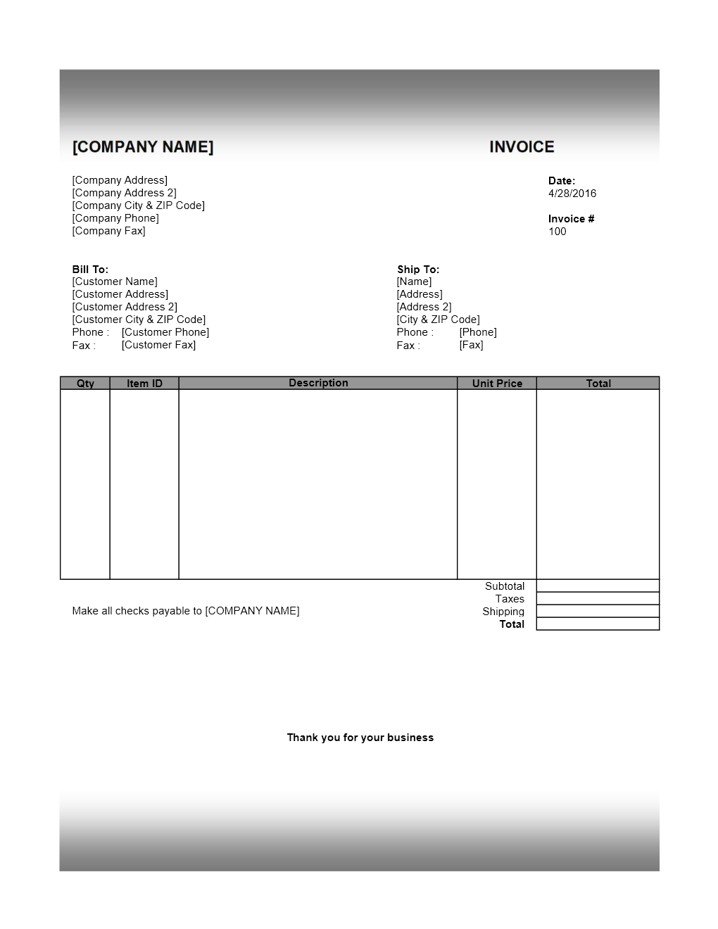 invoice templates for open office