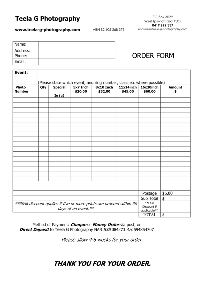 Photography Invoice Template Free Mac