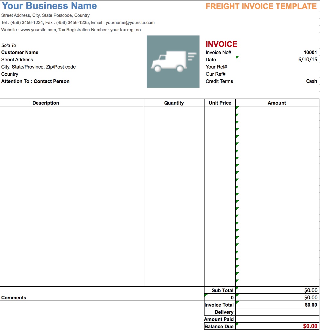 Sample Invoice For Trucking Company