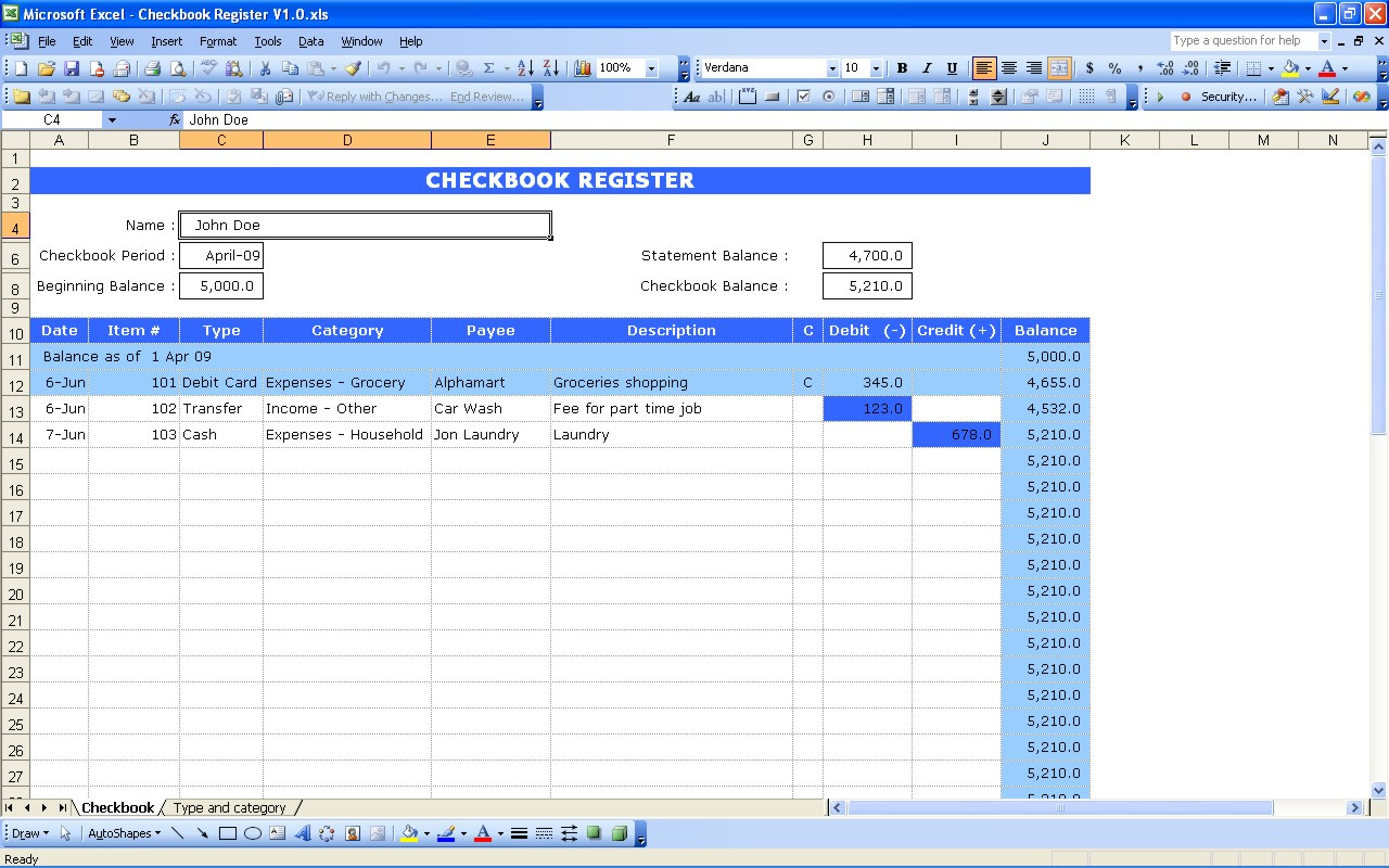 10 Elegant Excel Checkbook Balance Template | Project Spreadsheet For Excel Bank Account Template