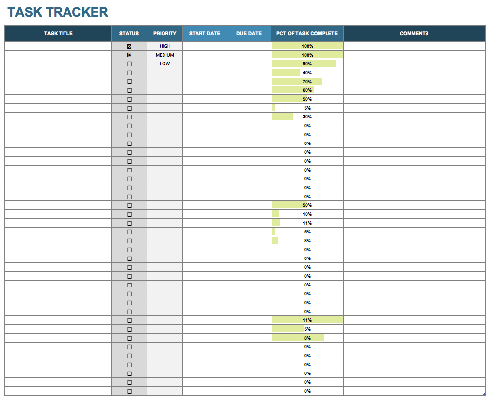 15 Free Task List Templates - Smartsheet Inside Task Tracking Spreadsheet Template
