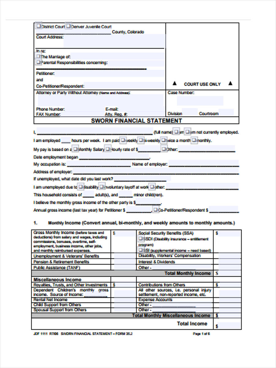 23 Sample Financial Statement Form inside Monthly Income Statement