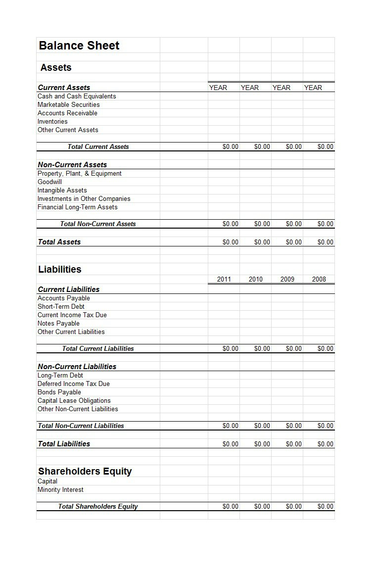 38 Free Balance Sheet Templates & Examples - Template Lab To Personal Financial Balance Sheet Template