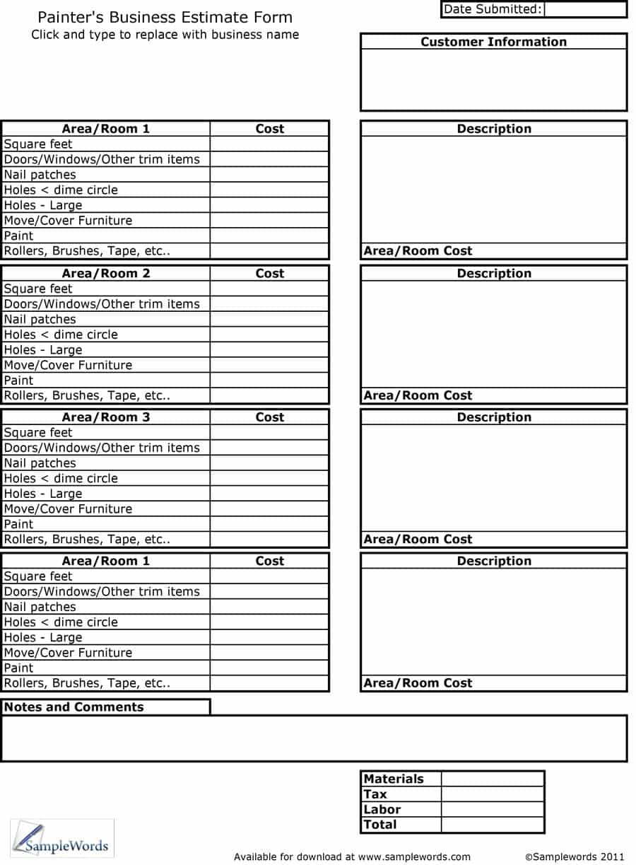 44 Free Estimate Template Forms Construction Repair Cleaning For 44 Free Estimate Template Forms Construction Repair Cleaning For