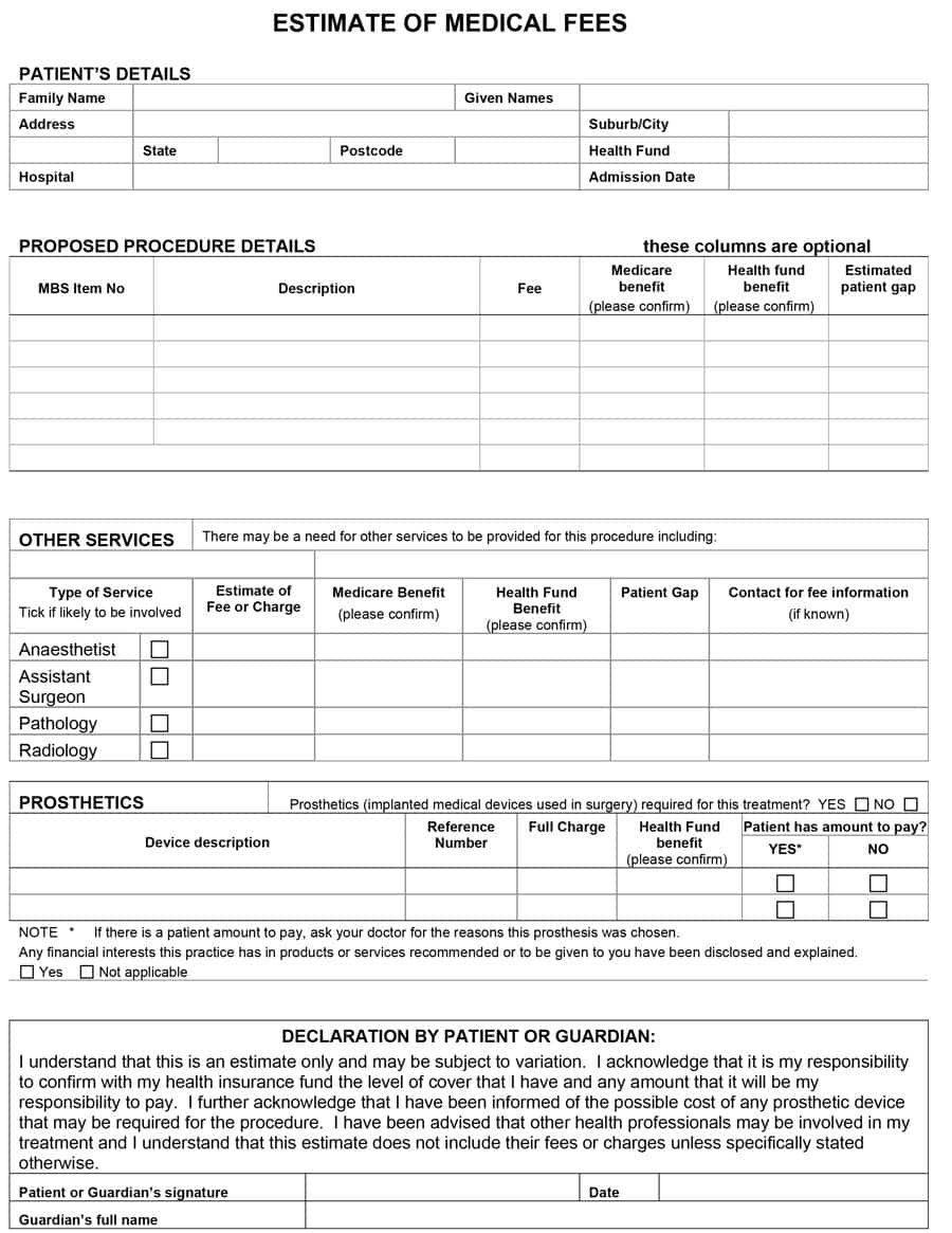 44 Free Estimate Template Forms [Construction, Repair, Cleaning] With Construction Estimate Forms Free